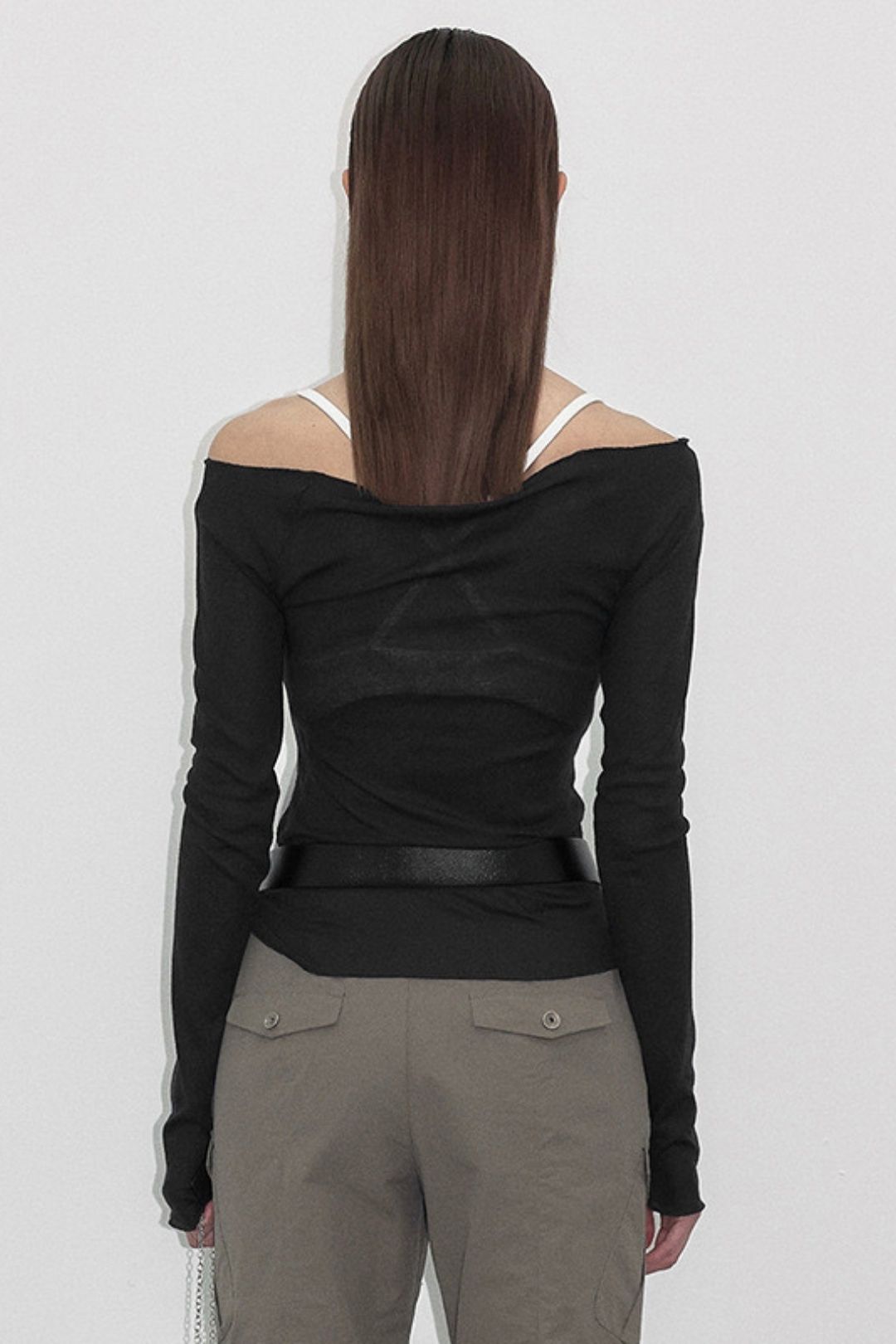 Sexy Hot Girl Style Mesh Knitted Stitching One-shoulder Neck Printed Transparent Top