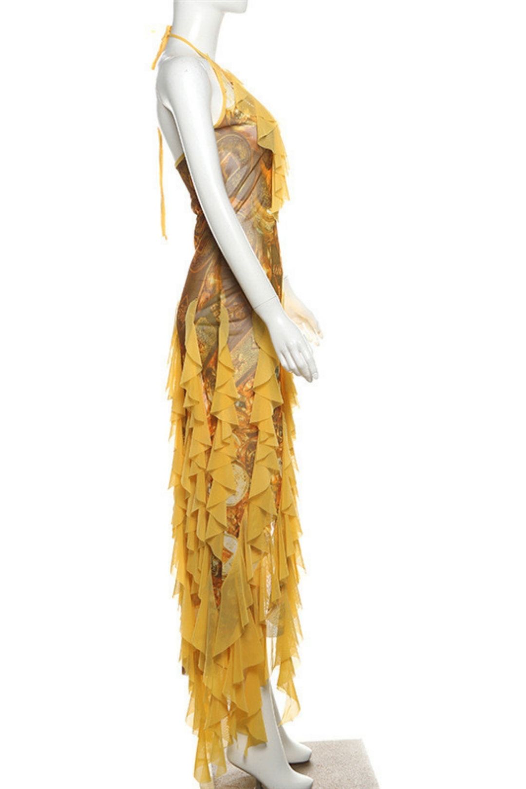 Sexy Ruffled Holiday Style Hot Girl Halter Neck Suspender Dress