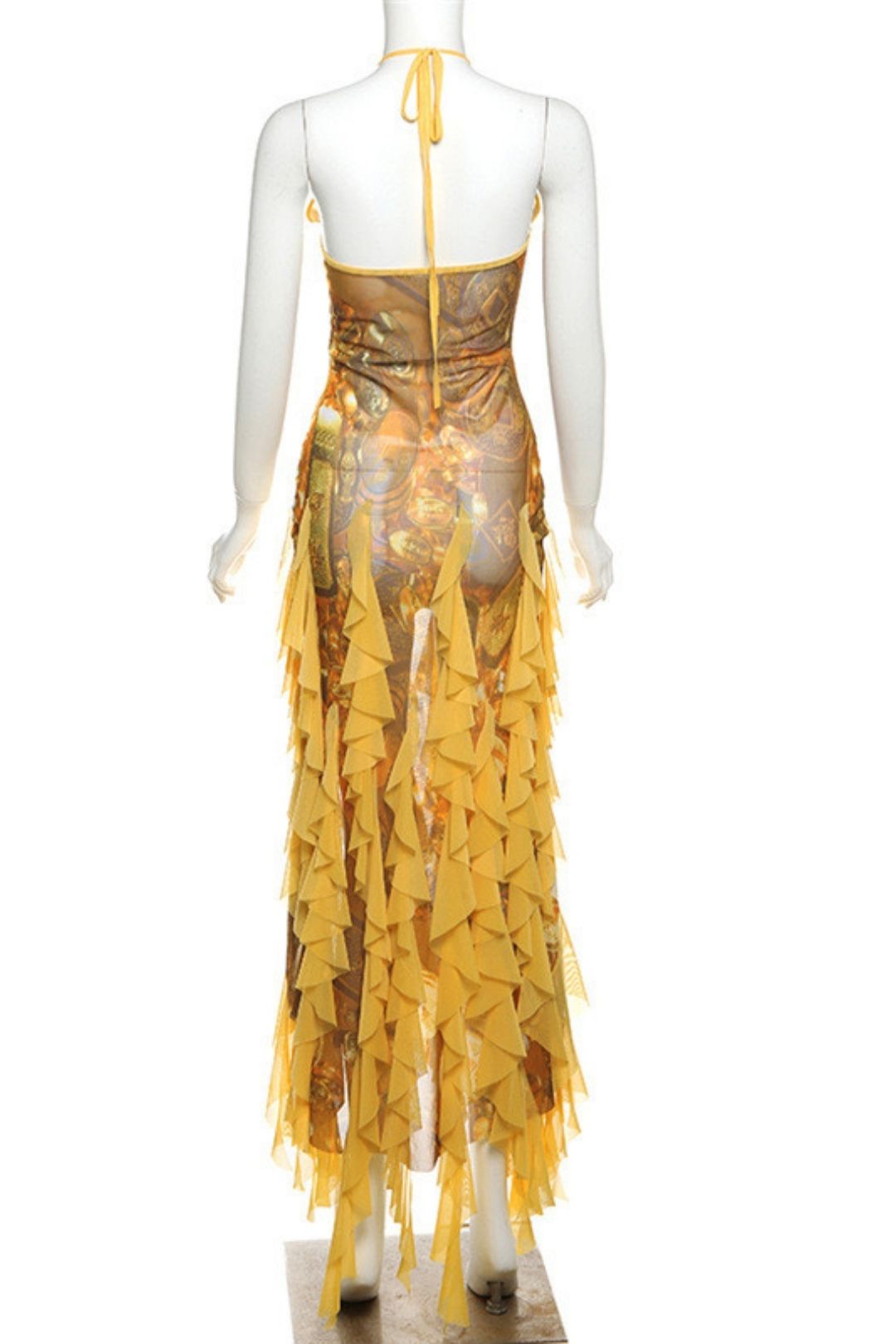 Sexy Ruffled Holiday Style Hot Girl Halter Neck Suspender Dress