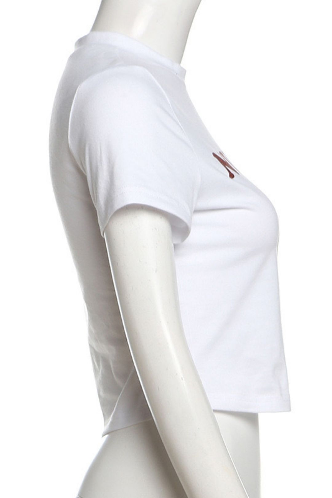 Solid Color Slim Street Fashion Round Neck Short Sleeve Printed Tops