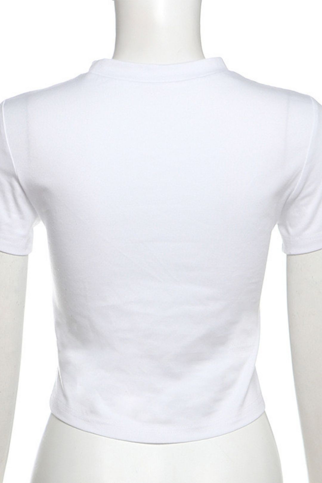 Solid Color Slim Street Fashion Round Neck Short Sleeve Printed Tops