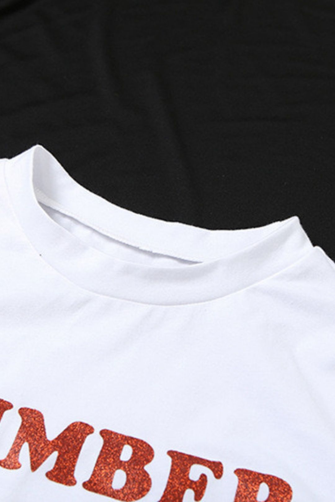 Solid Color Slim Street Fashion Round Neck Short Sleeve Printed Tops