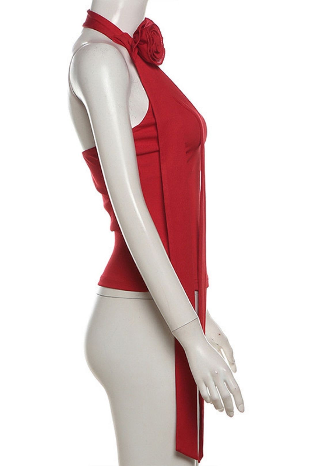 Solid Color Halter Neck Vest High Waist Loose Trousers Set