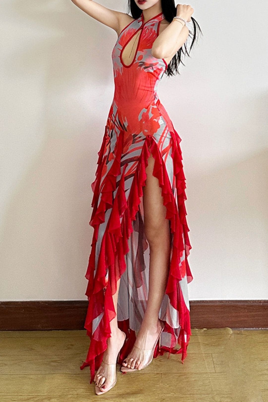 Solid Color Slim High Waist Fashionable Halter Neck Backless Sleeveless Dress