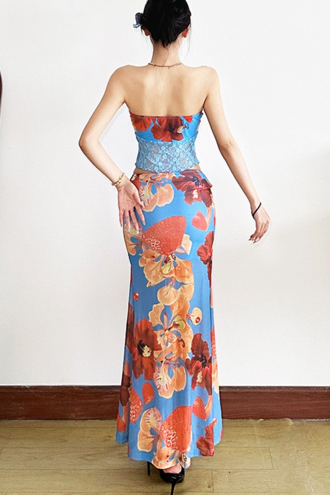 Solid Color Slim-fit Vest Fashionable Low-waist Hip Skirt