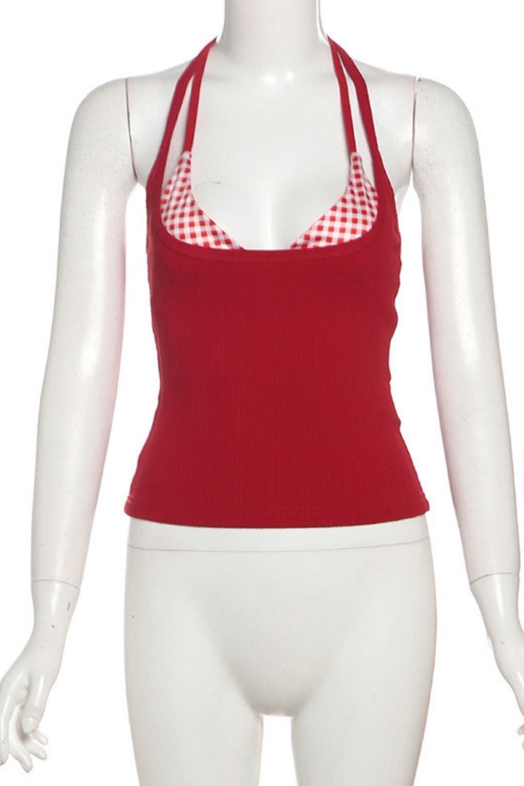 Solid Color Slim Fashion Halter Neck Backless Vest Two-piece Set