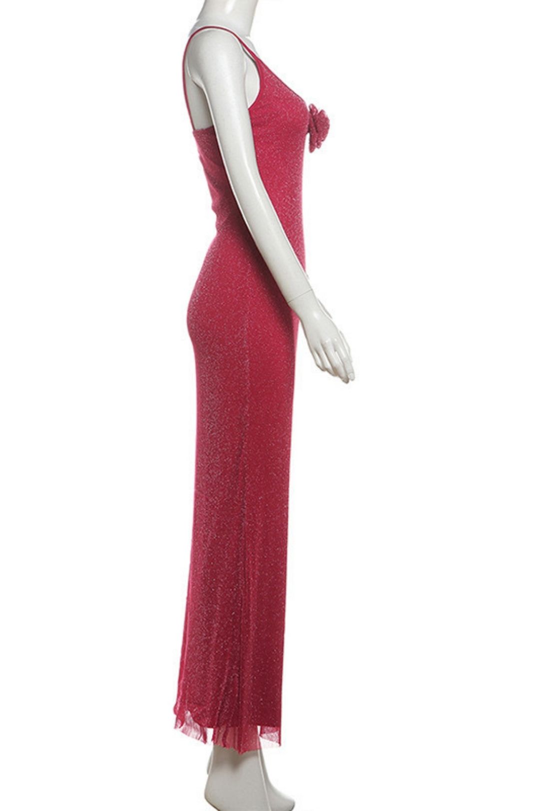 Solid Color High Waist Fashionable U-neck Suspender Backless Dress