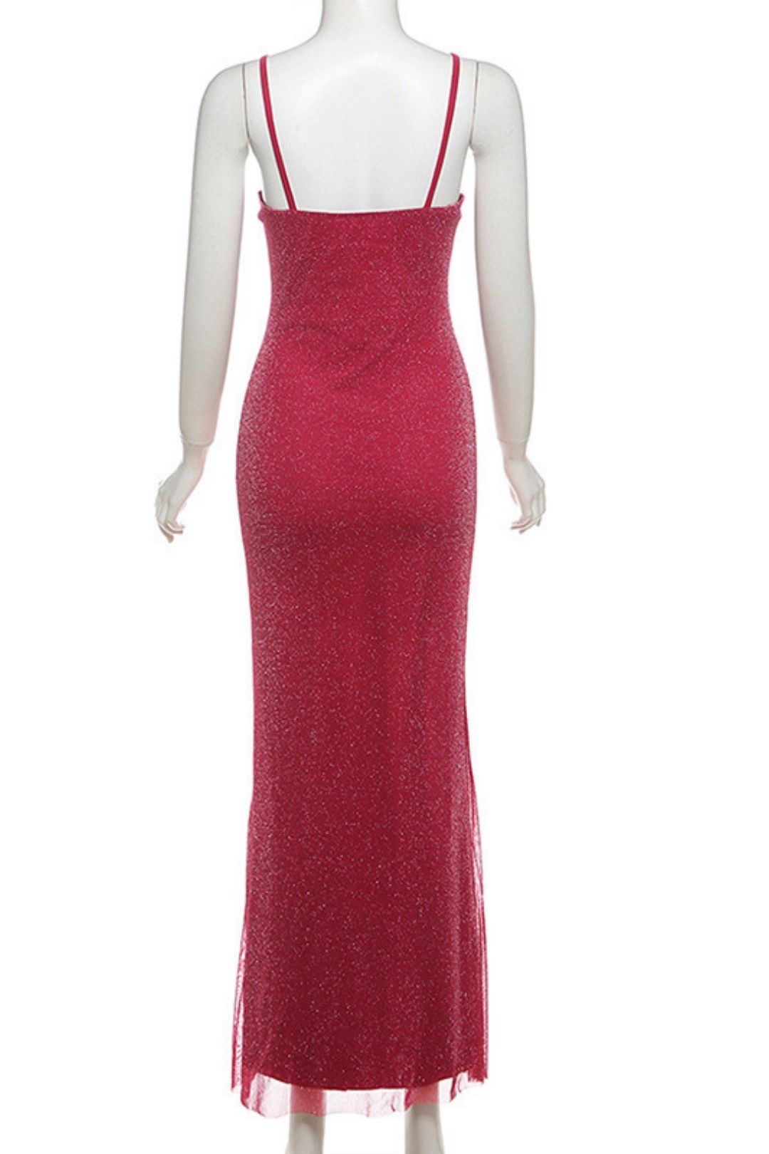 Solid Color High Waist Fashionable U-neck Suspender Backless Dress