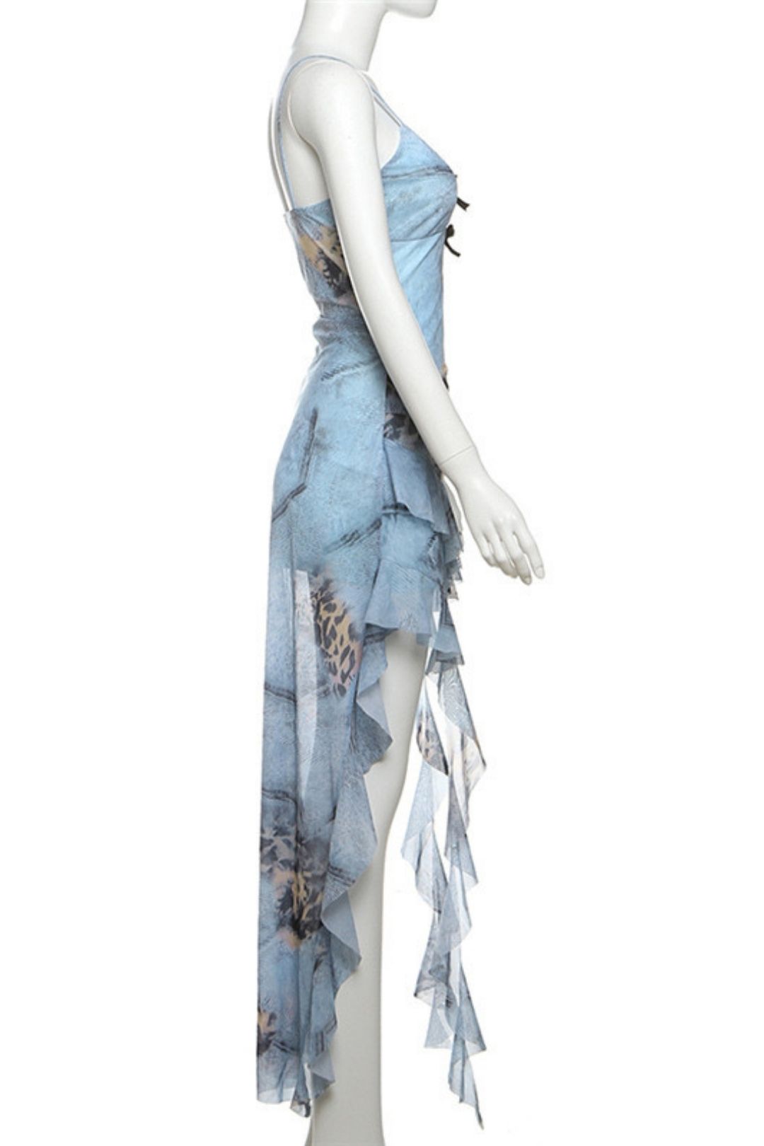 Solid Color High Waist Fashionable V-neck Suspender Sleeveless Dress