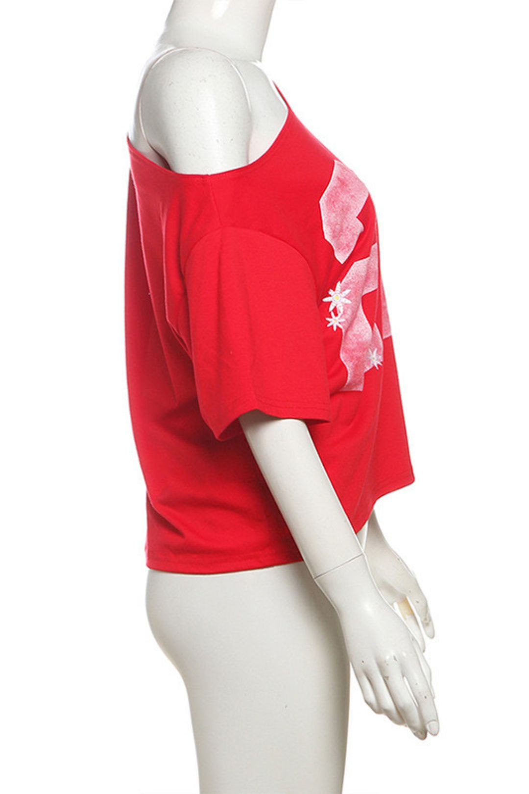 Sexy Loose Oblique Collar Navel Letter Print T-shirt