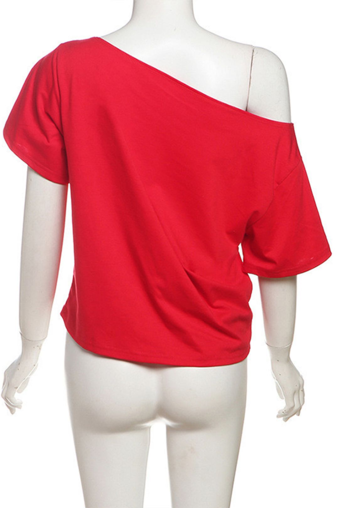 Sexy Loose Oblique Collar Navel Letter Print T-shirt