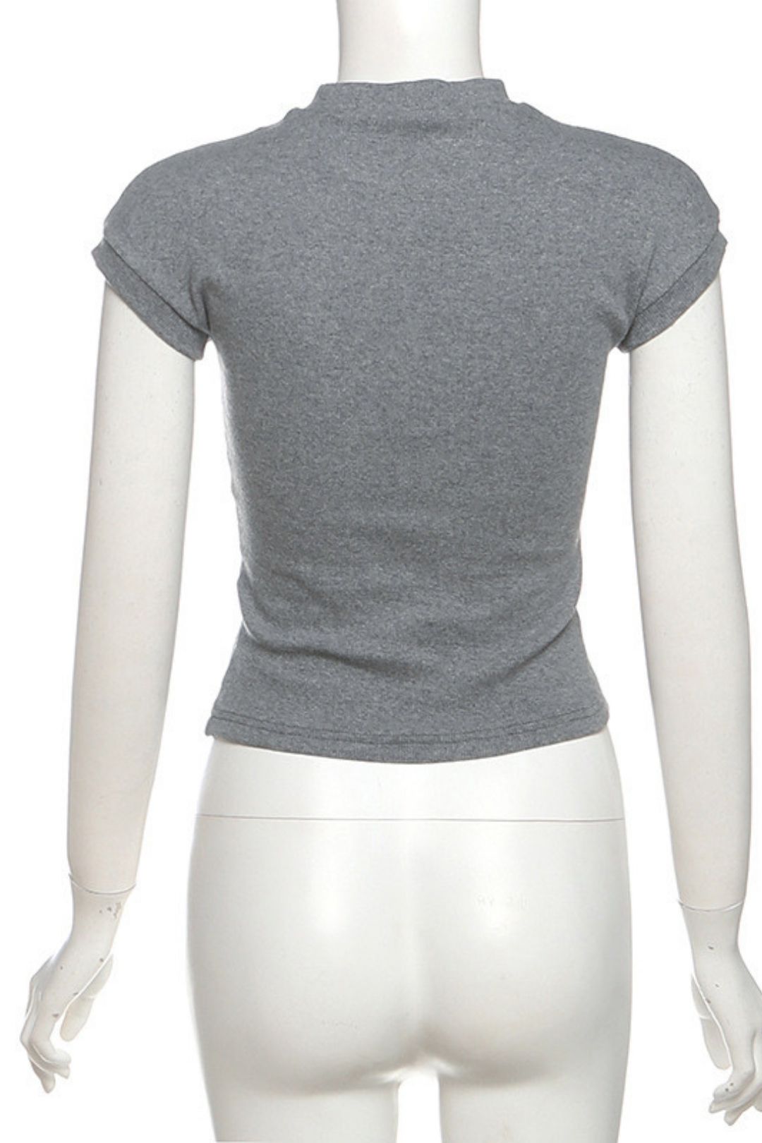 Solid Color Slim Round Neck Short Sleeve Fashionable Low Waist Skirt Suit