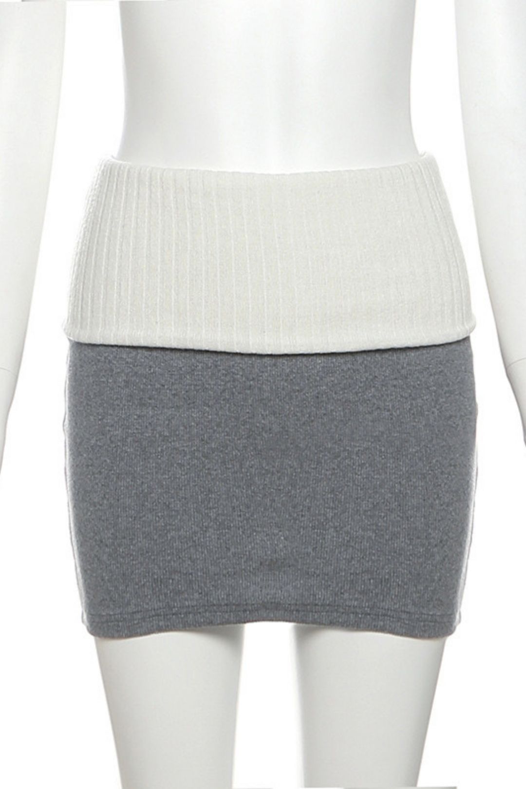 Solid Color Slim Round Neck Short Sleeve Fashionable Low Waist Skirt Suit