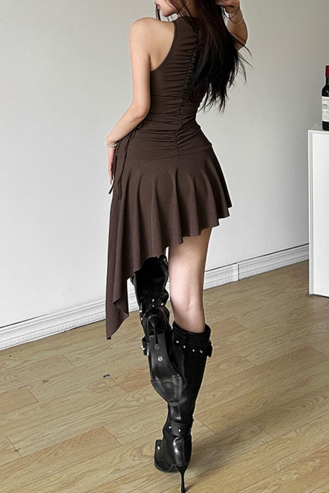 Solid Color Sexy Sleeveless Waist Dress