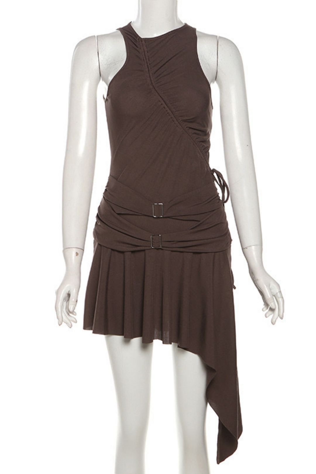 Solid Color Sexy Sleeveless Waist Dress