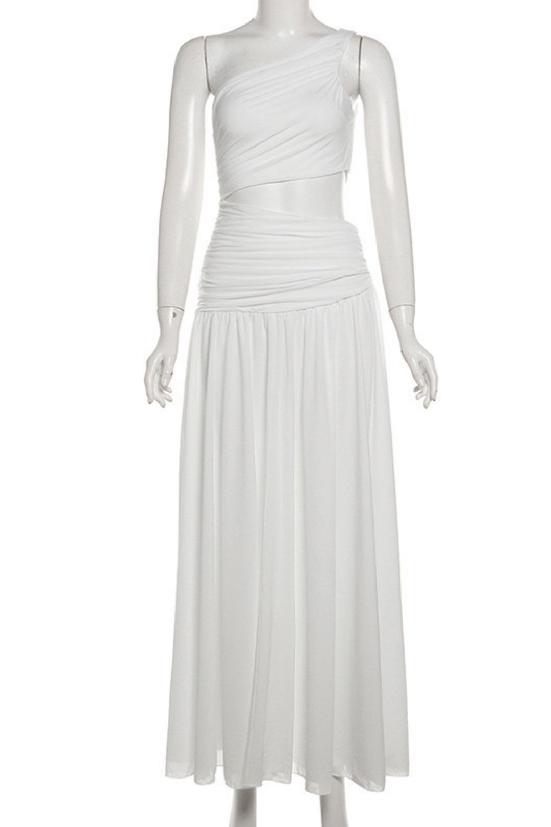 Solid Color Slim Street Fashion Oblique Collar Sleeveless Dress