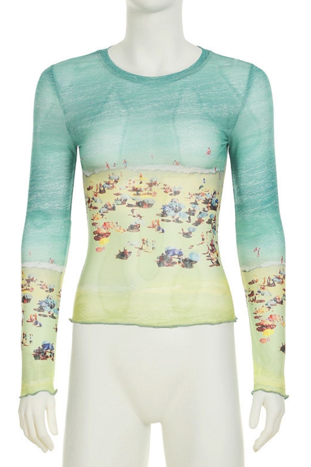 Slim Fit, Hot Girl Mid-high Collar Long-sleeved T-shirt