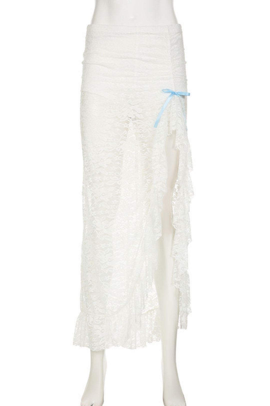 Lace Jacquard See-through Sexy Hip Skirt Pure Desire Ruffle Skirt