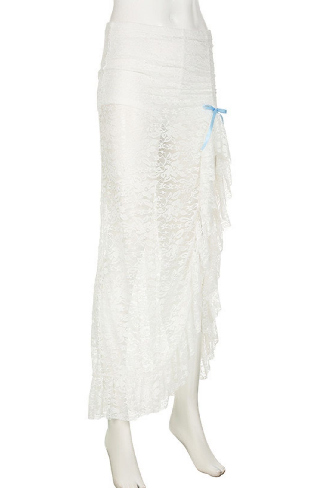 Lace Jacquard See-through Sexy Hip Skirt Pure Desire Ruffle Skirt