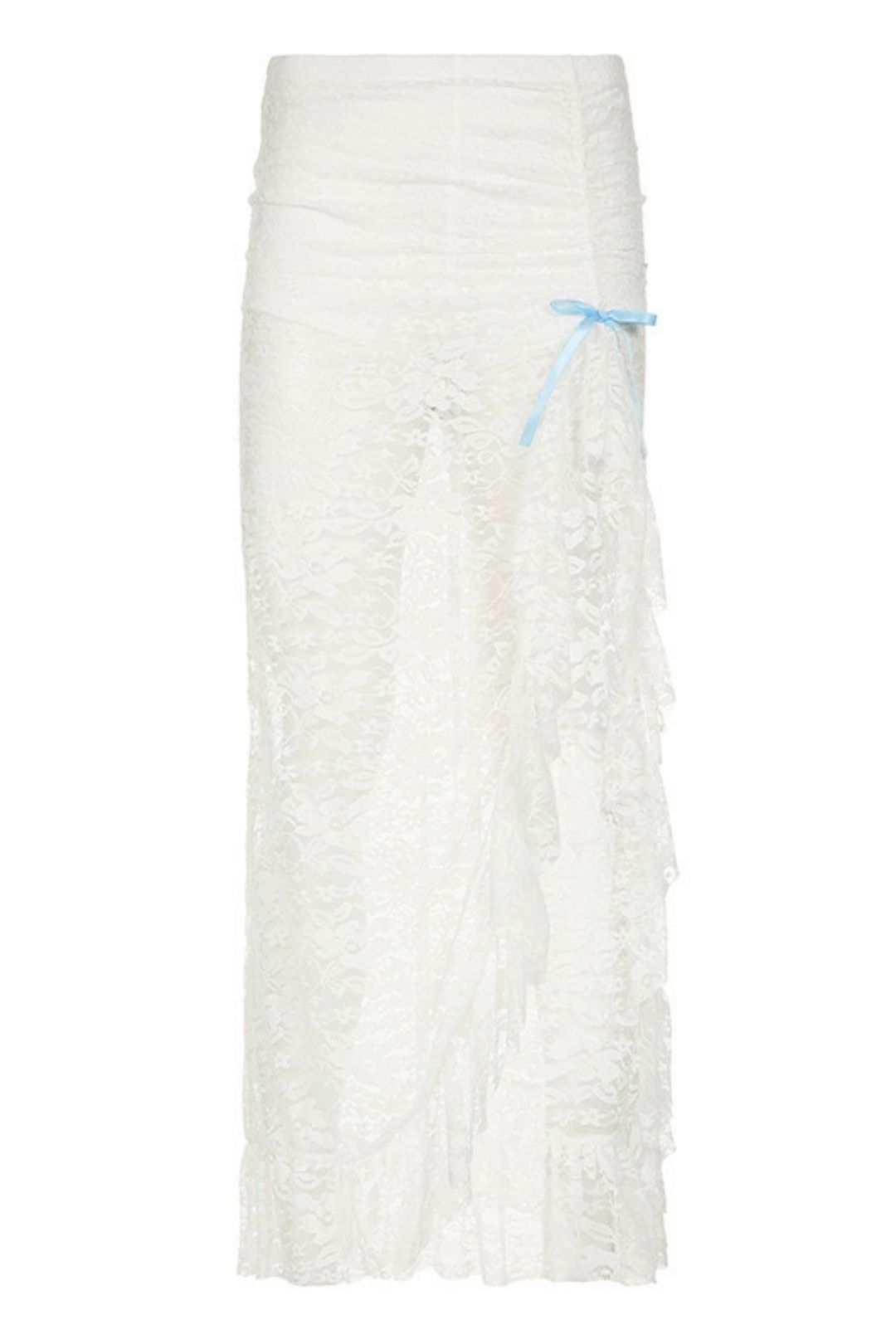 Lace Jacquard See-through Sexy Hip Skirt Pure Desire Ruffle Skirt