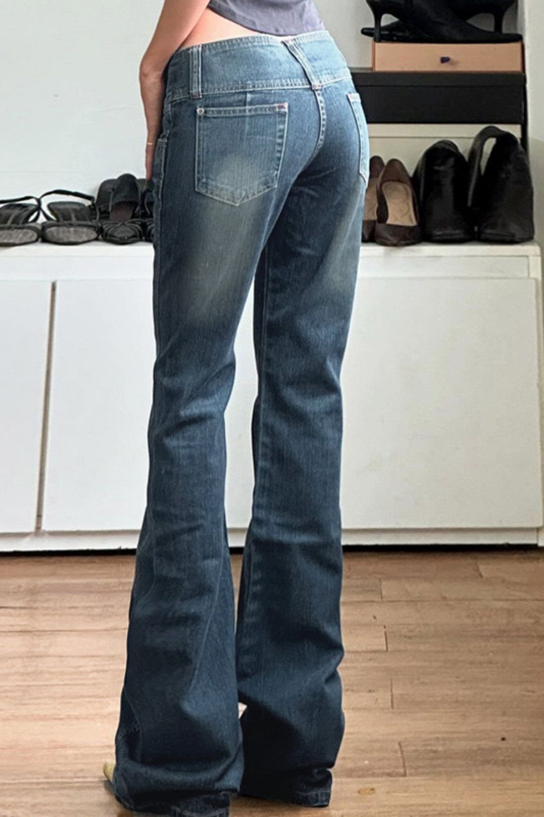 Low-rise Jeans Button-down Slim Fit Trousers Straight-leg Versatile Outer Wear Loose Wide-leg Pants