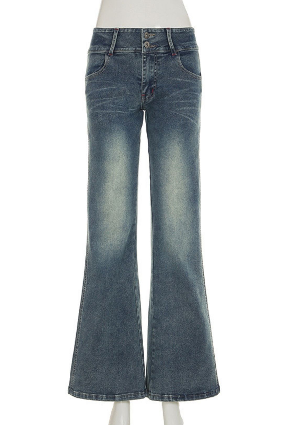 Low-rise Jeans Button-down Slim Fit Trousers Straight-leg Versatile Outer Wear Loose Wide-leg Pants