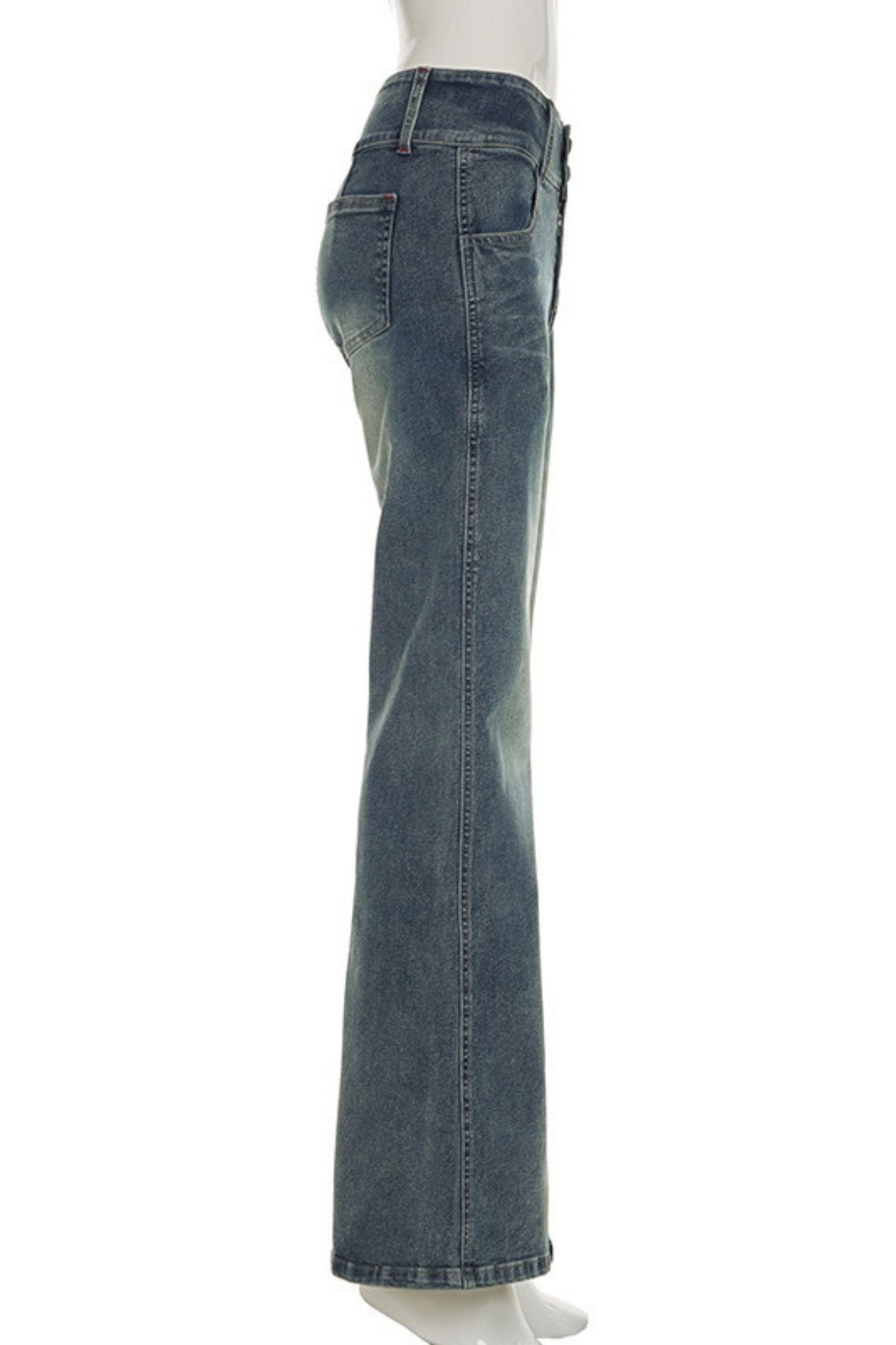 Low-rise Jeans Button-down Slim Fit Trousers Straight-leg Versatile Outer Wear Loose Wide-leg Pants