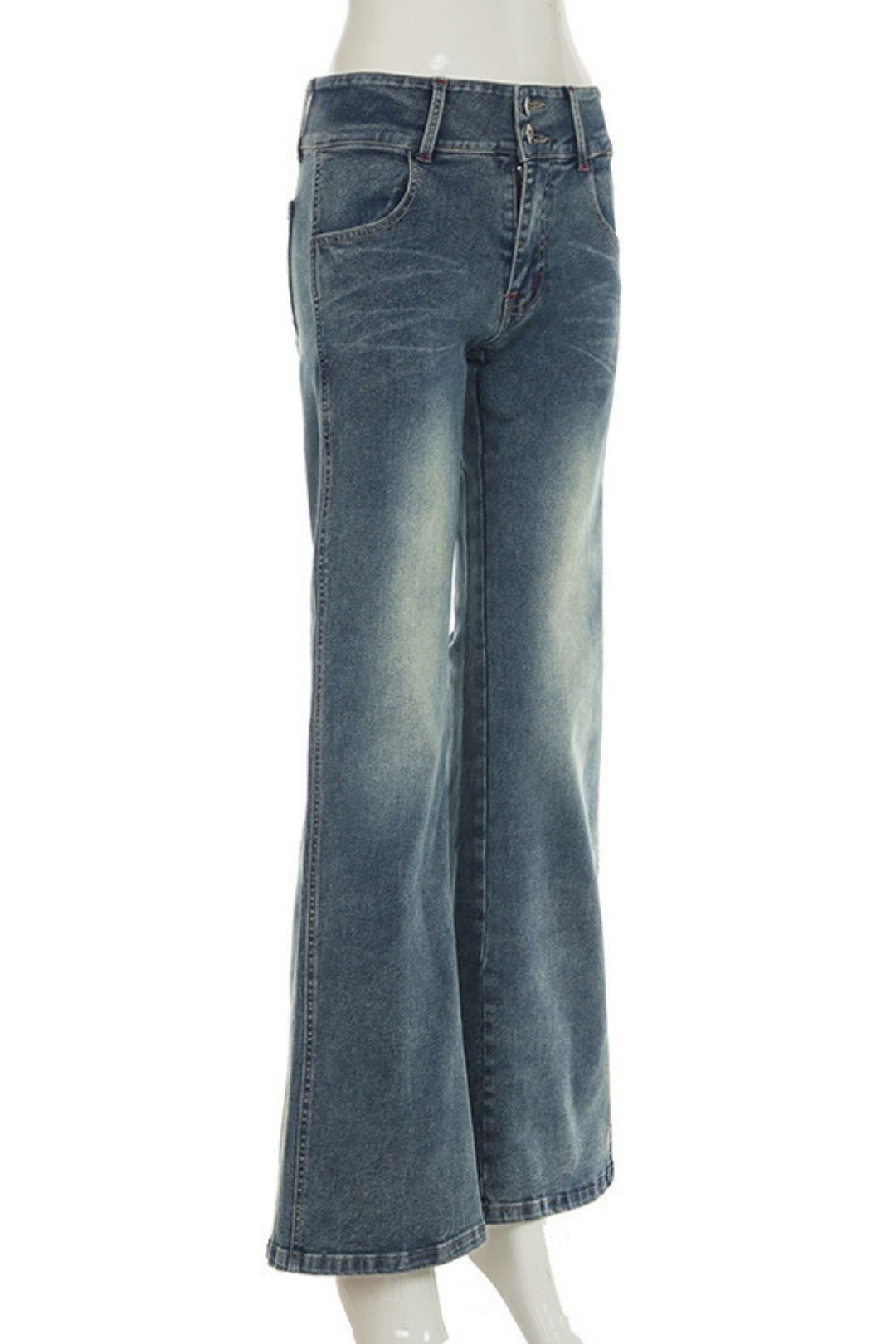 Low-rise Jeans Button-down Slim Fit Trousers Straight-leg Versatile Outer Wear Loose Wide-leg Pants