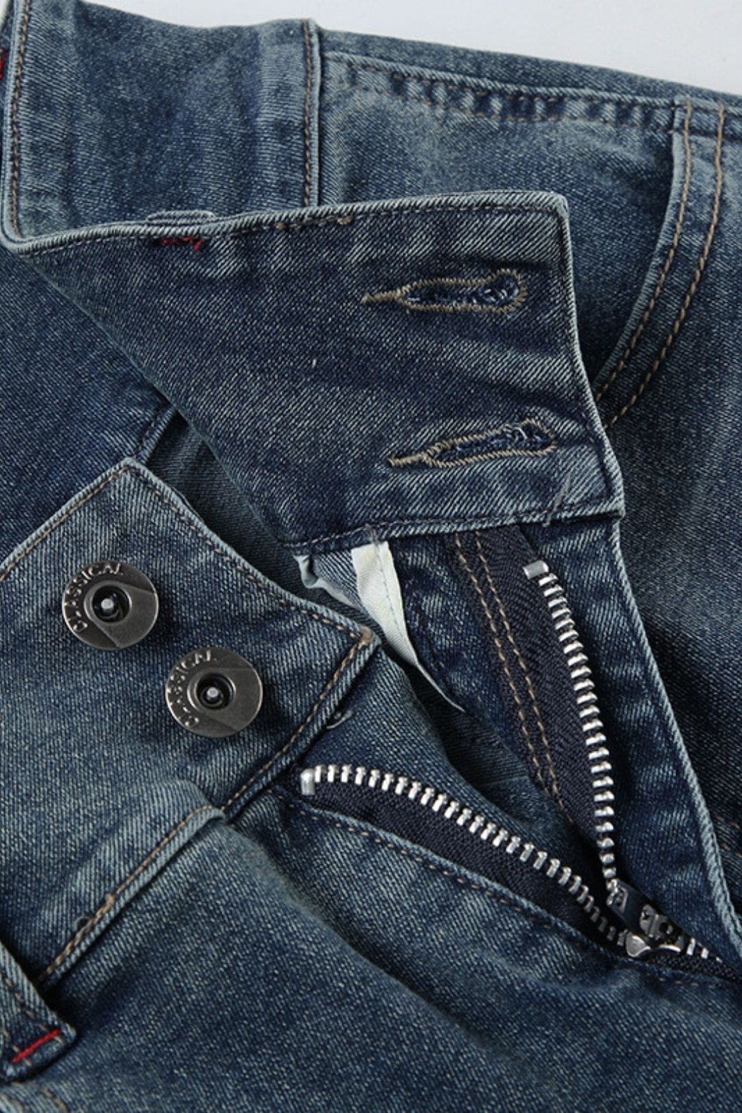 Low-rise Jeans Button-down Slim Fit Trousers Straight-leg Versatile Outer Wear Loose Wide-leg Pants