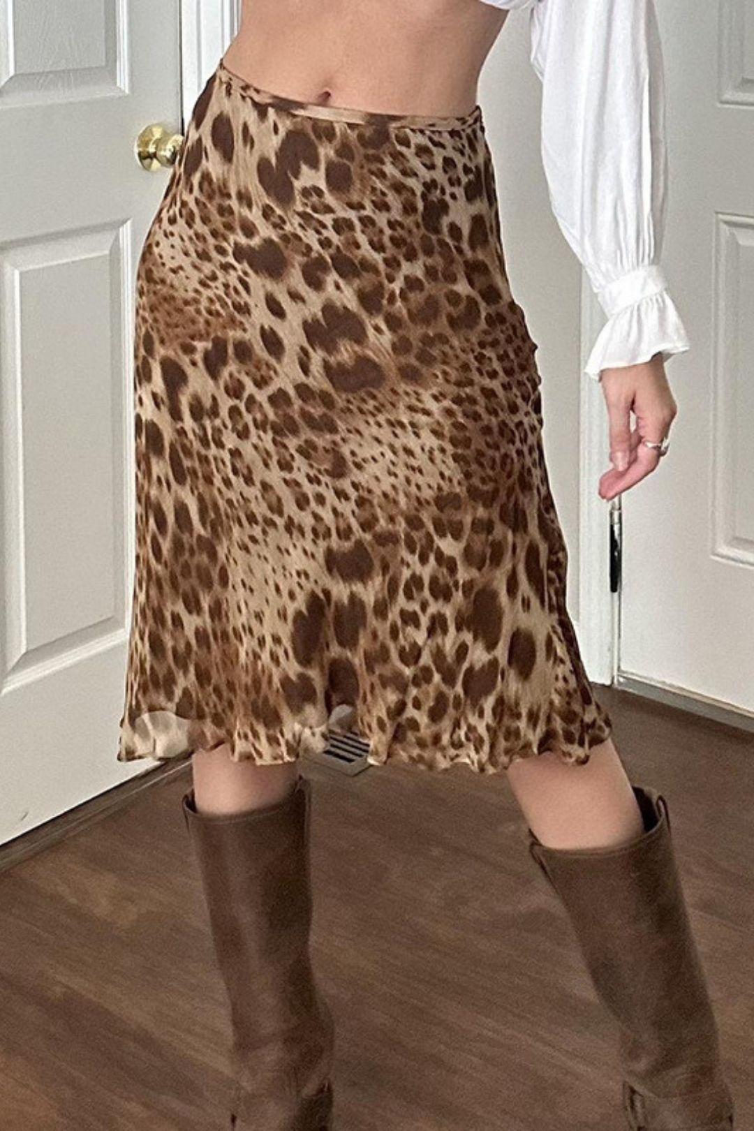 Leopard Print Mesh Skirt Summer Slimming High Waist Hip A Skirt