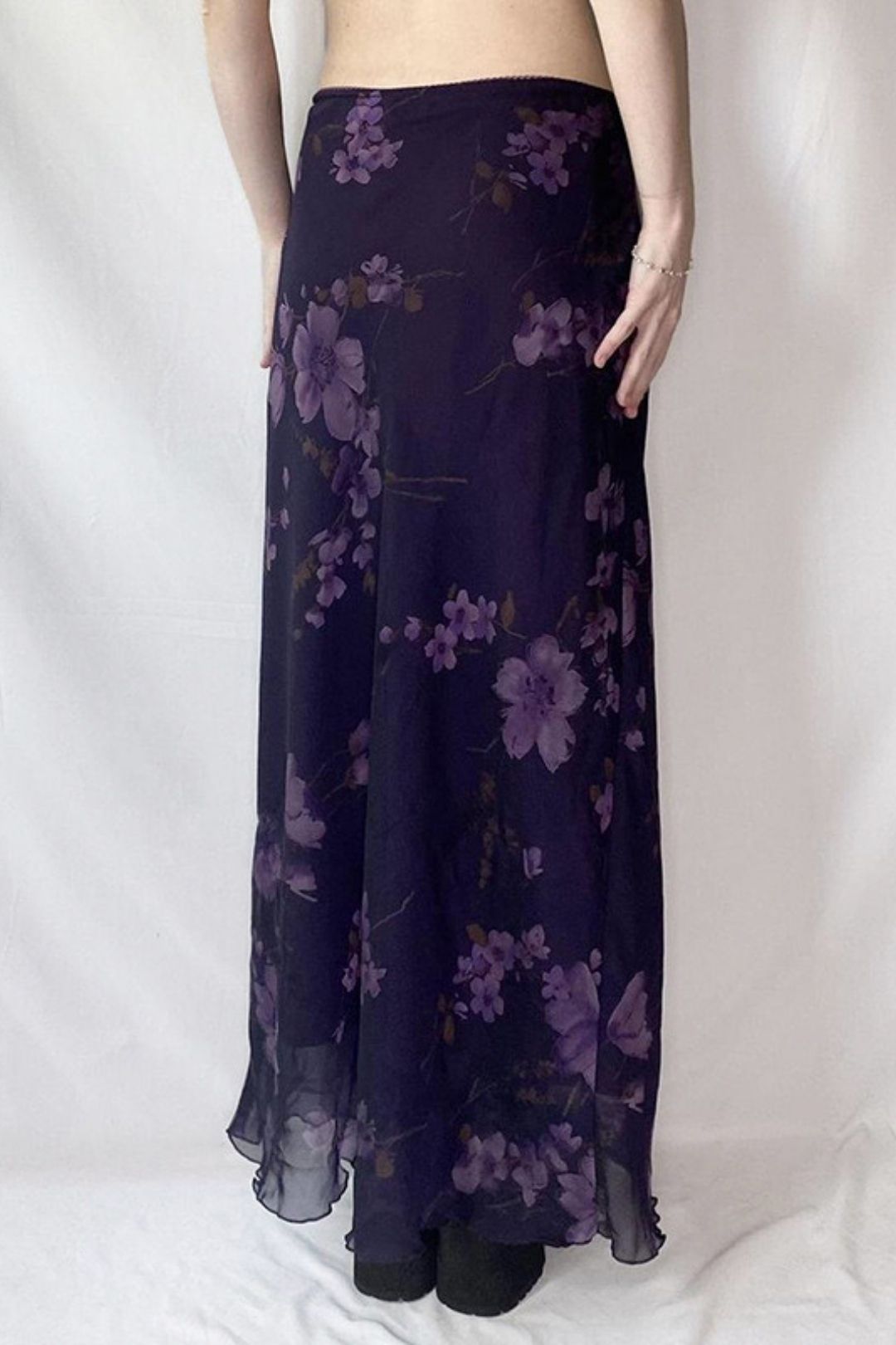 Purple Printed Anti-exposure Long Skirt