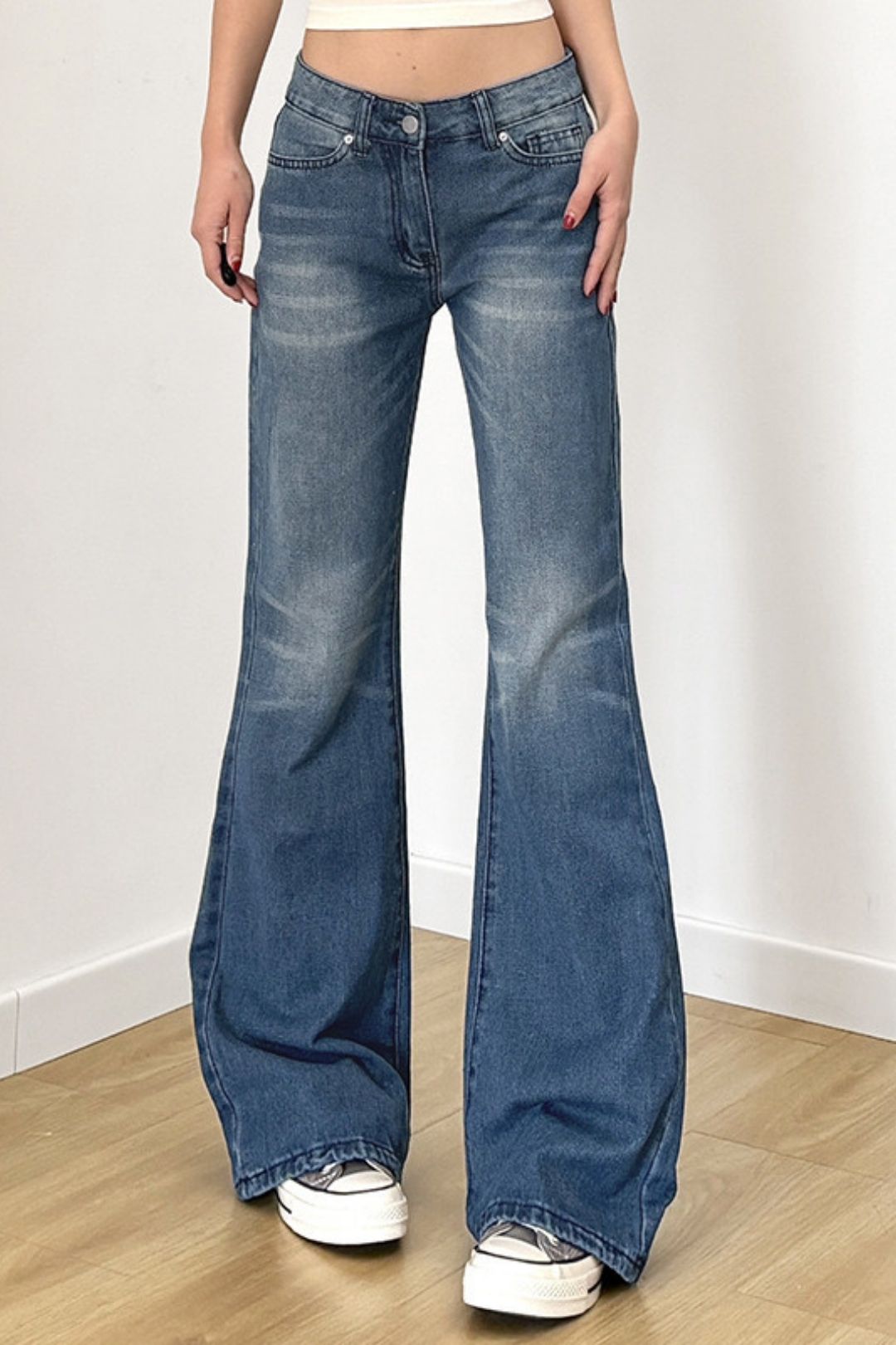 Jeans, Outer Wear, Washed Wide-leg Pants