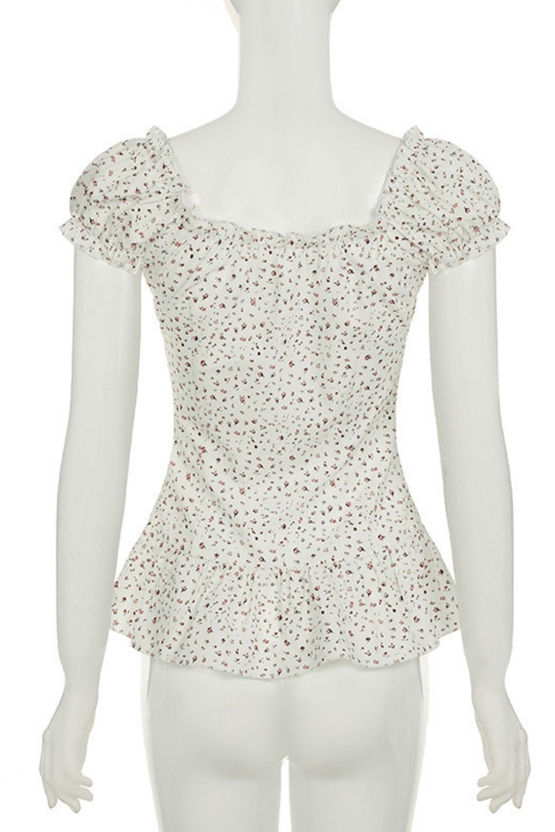 Chest Pleated Tie Hollow Puff Sleeve Top Button Cardigan