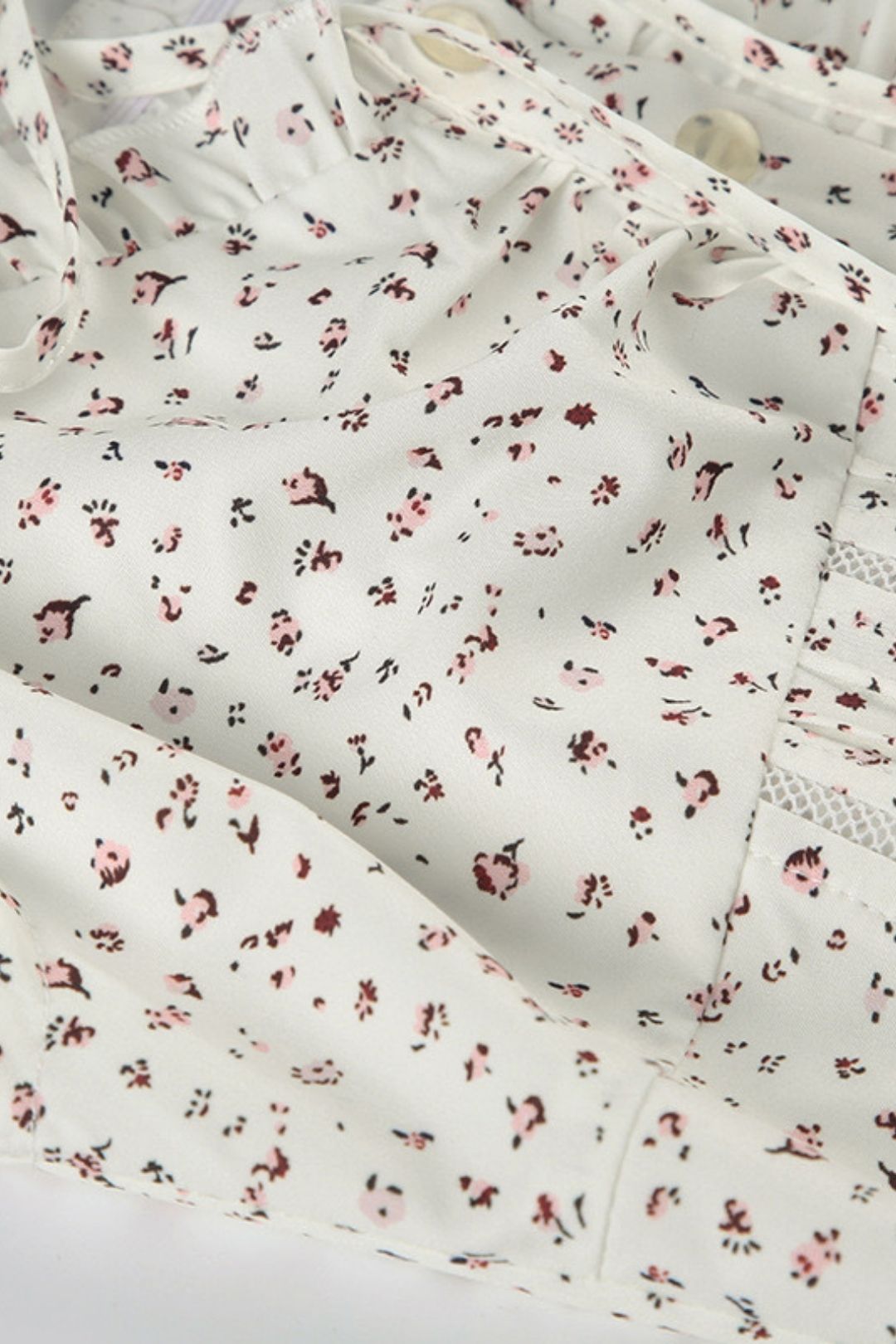 Chest Pleated Tie Hollow Puff Sleeve Top Button Cardigan