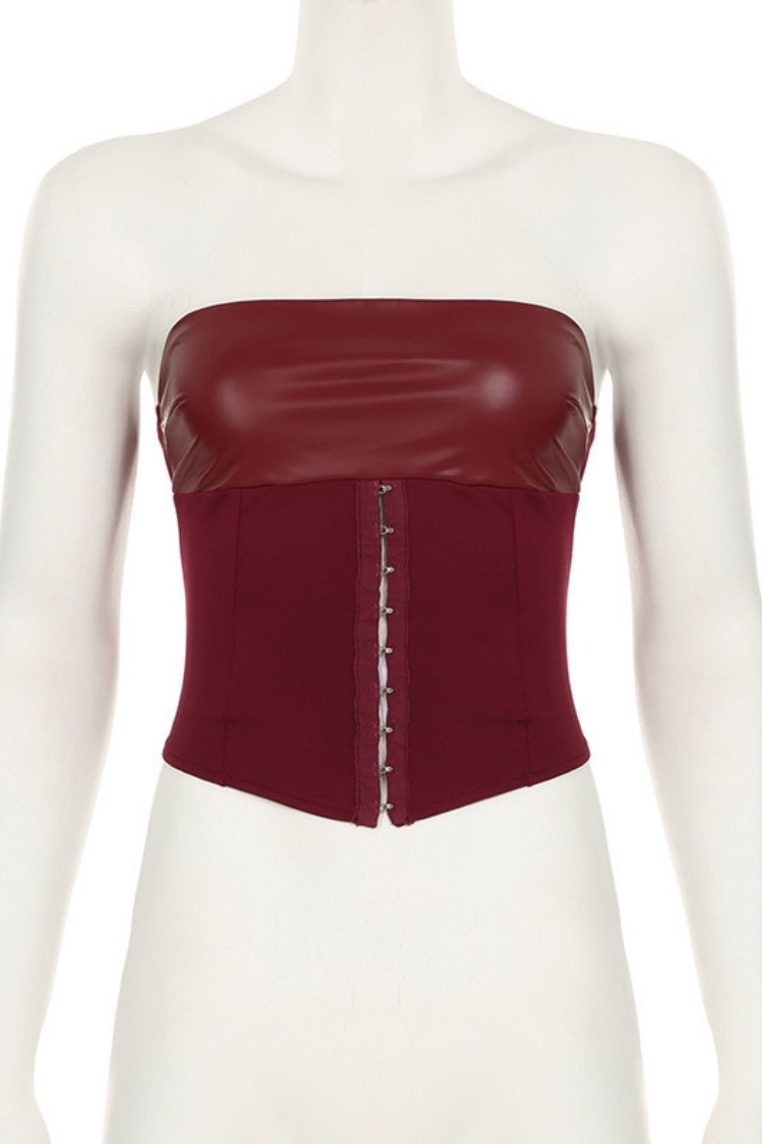 Leather Mesh Splicing  Skirt Suit