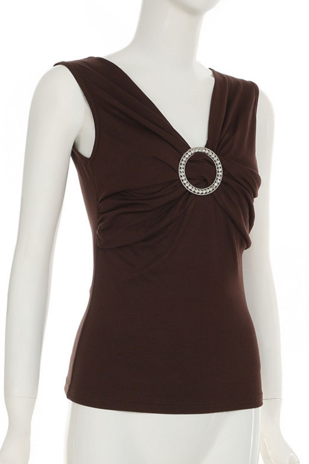 V-neck Gem Ring Decoration Waist Slimming Knitted Vest