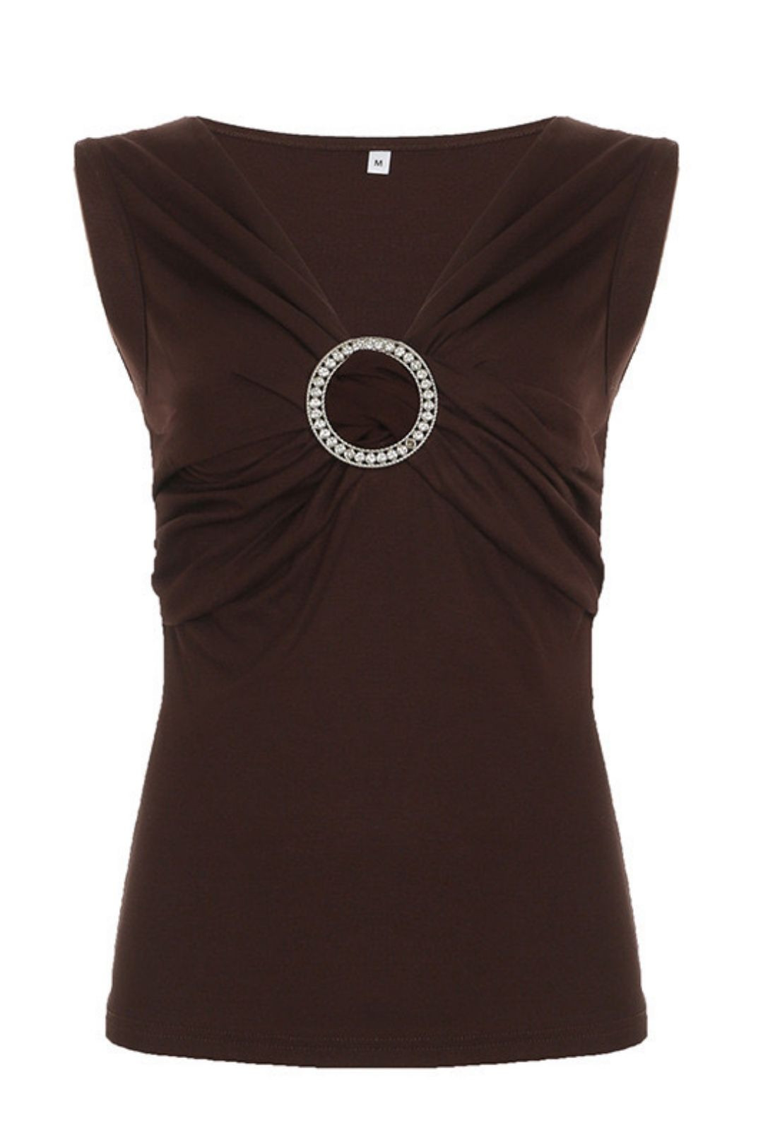 V-neck Gem Ring Decoration Waist Slimming Knitted Vest