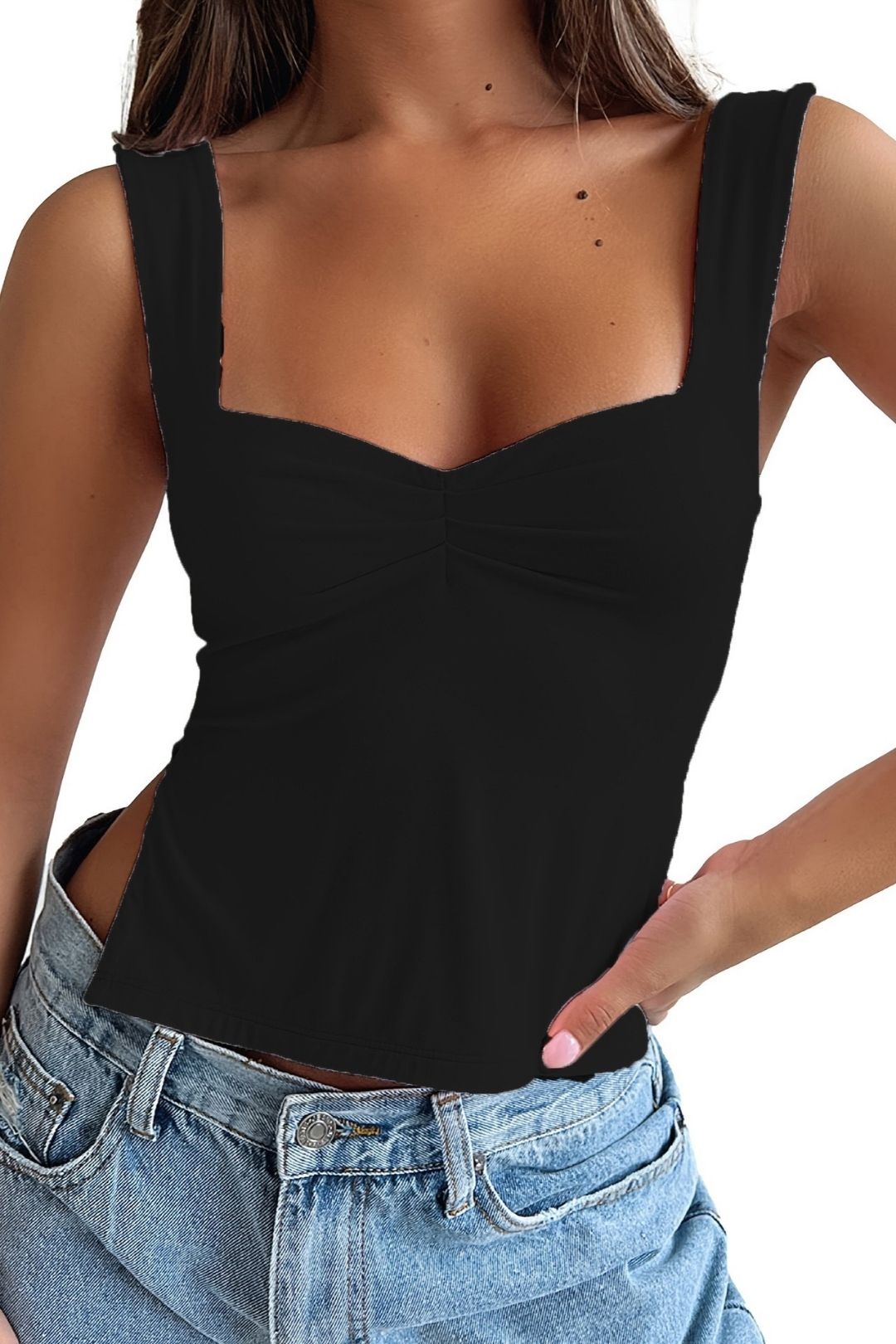 Square-neck Solid Color Sexy Versatile Vest