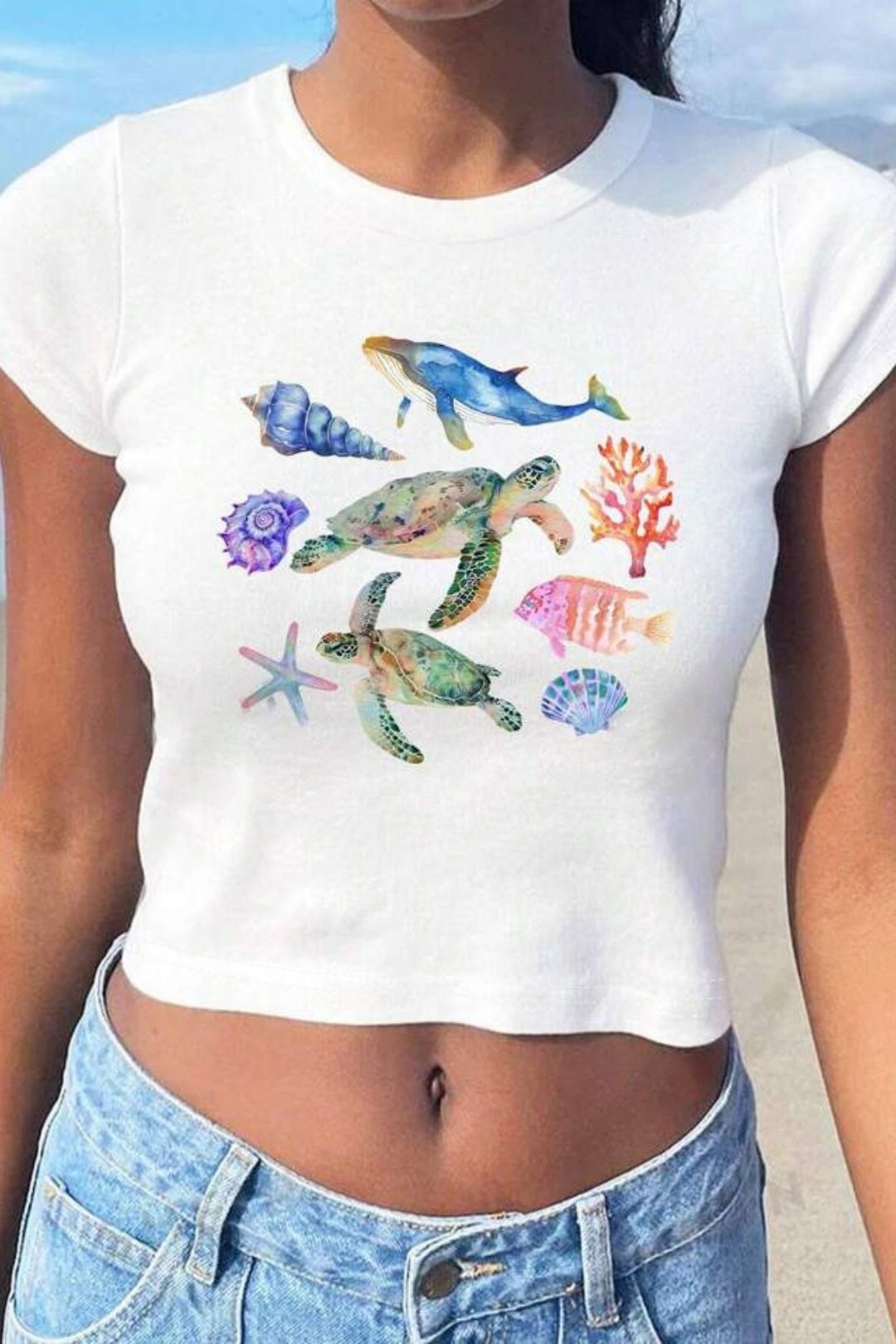 Shirt Summer Short Hot Girl Printed Top