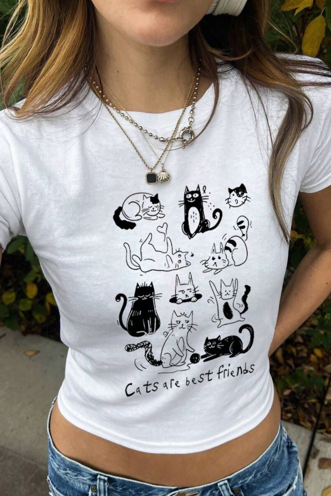 T-shirt Round Neck Shoulder Slim Fit Top