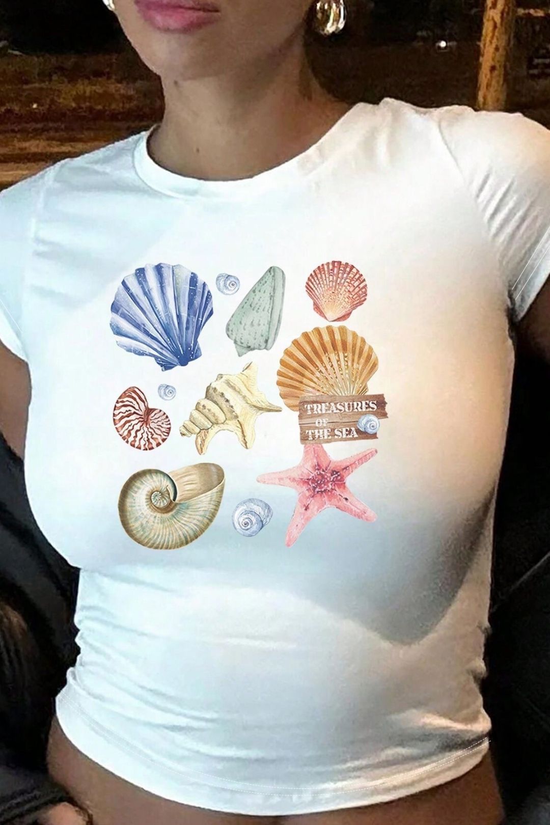 T-shirt Round Neck Shoulder Slim Fit Top