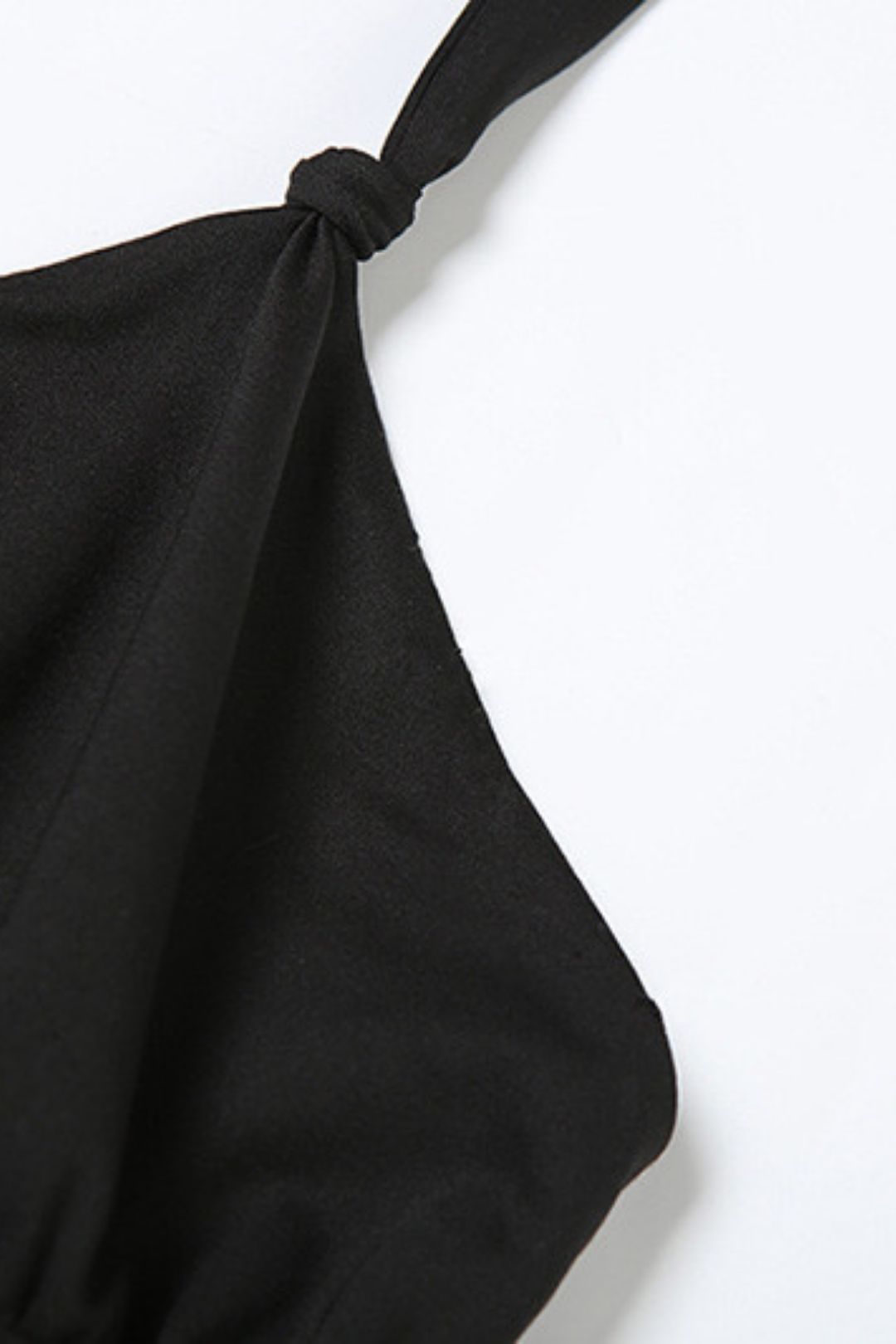 Sexy Deep V-neck Halter Neck Open Back Wood Ear Solid Color Jumpsuit