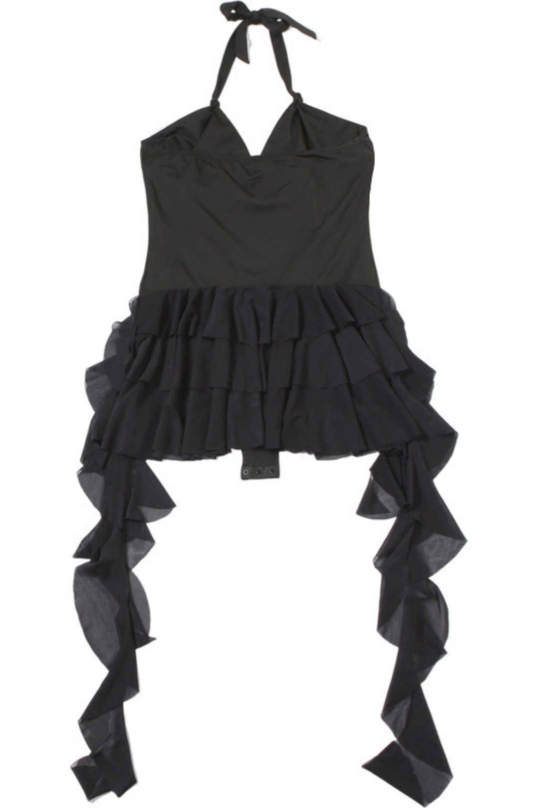 Sexy Deep V-neck Halter Neck Open Back Wood Ear Solid Color Jumpsuit