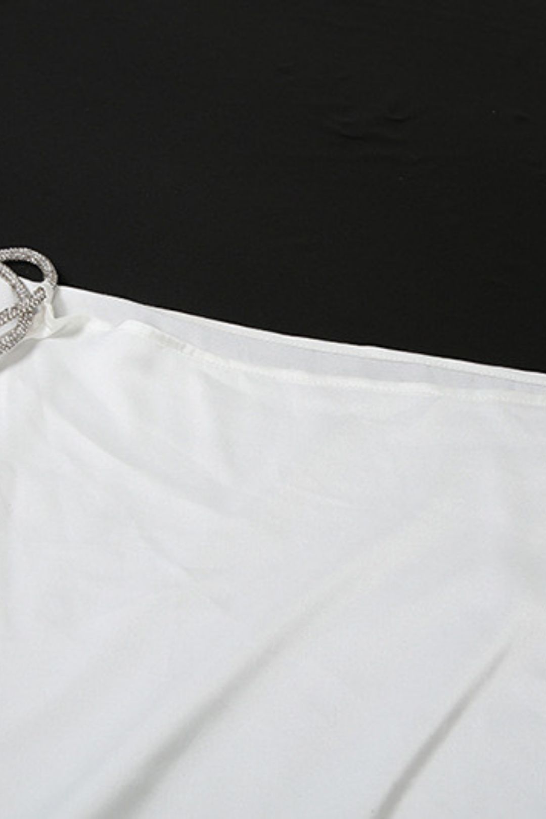 Sexy Hot Girl Backless Sequined Lace-up Top With Slit Solid Color Skirt Set