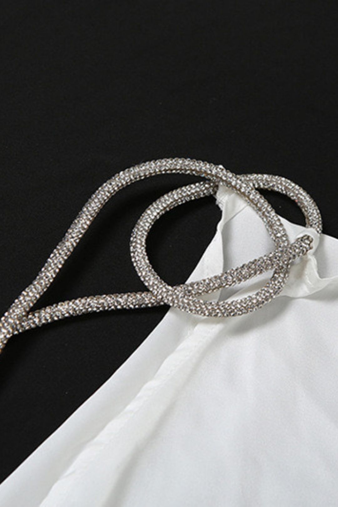 Sexy Hot Girl Backless Sequined Lace-up Top With Slit Solid Color Skirt Set