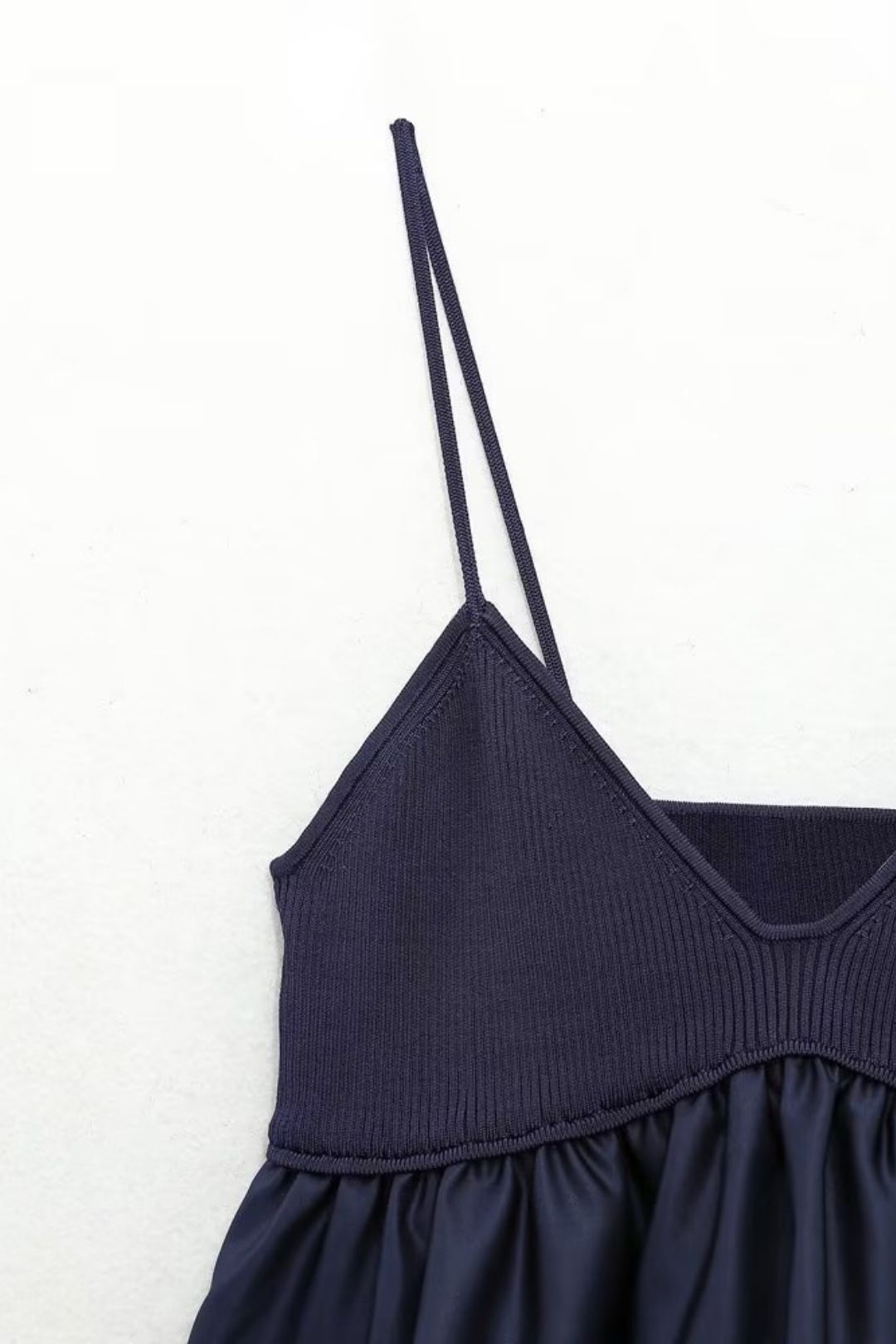 Short Knitted Patchwork Suspender Top