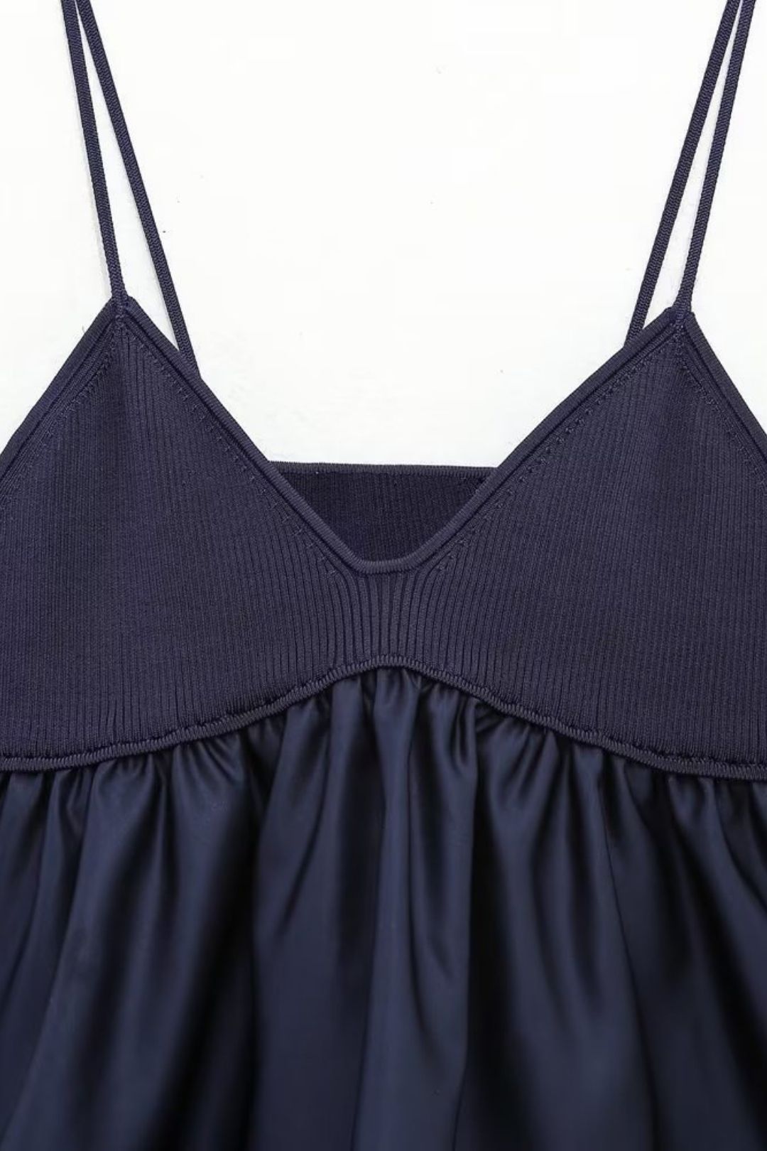 Short Knitted Patchwork Suspender Top