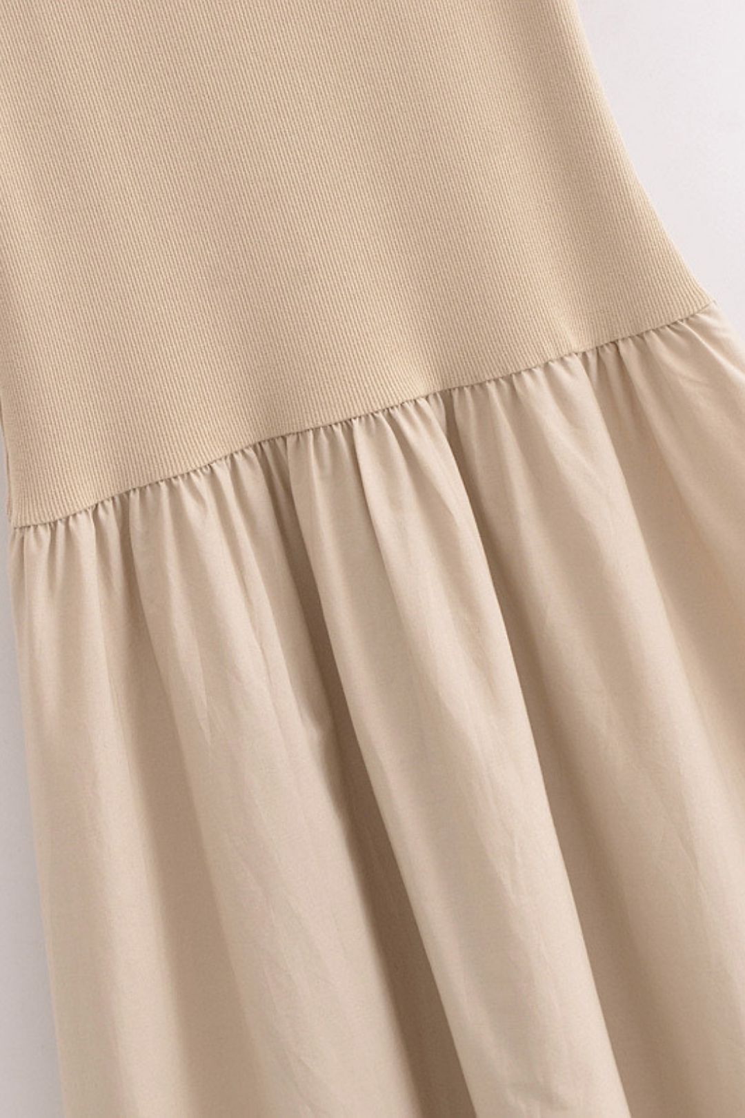 American Style Women's Fashion Solid Color Splicing Round Neck Loose Casual Long Vest Dress