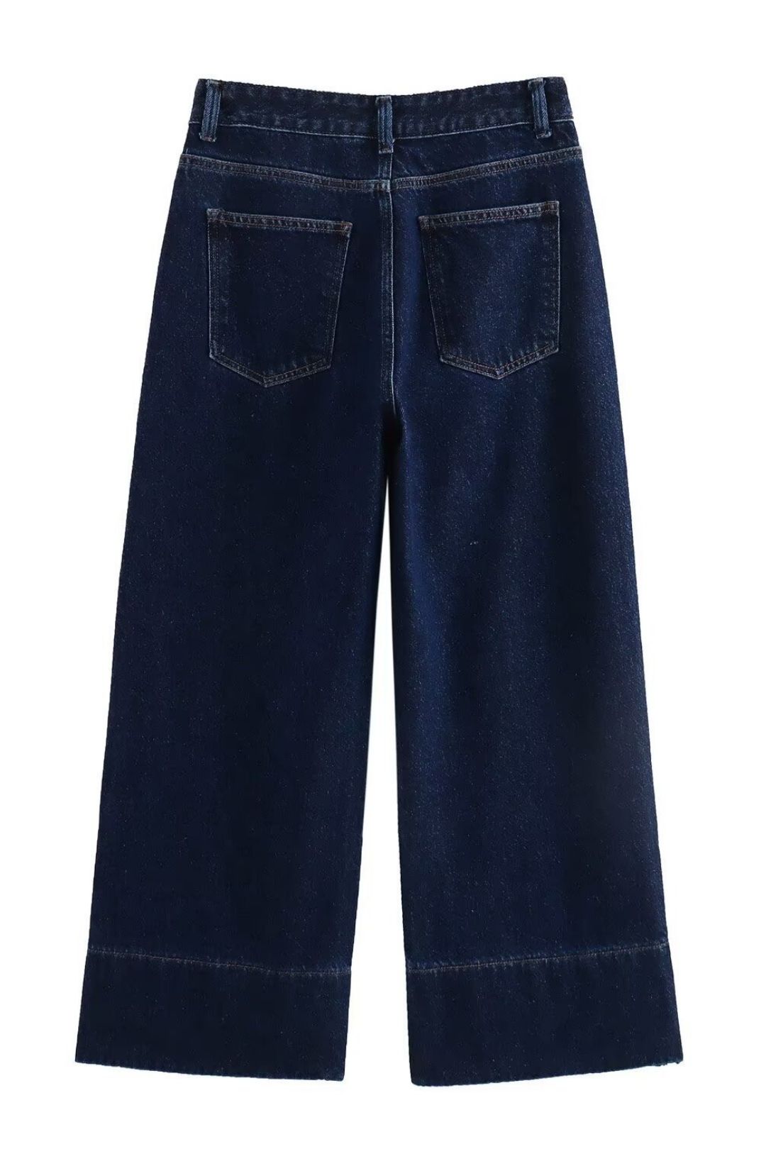 High Waist Ankle Length Wide Leg Casual Denim Pants