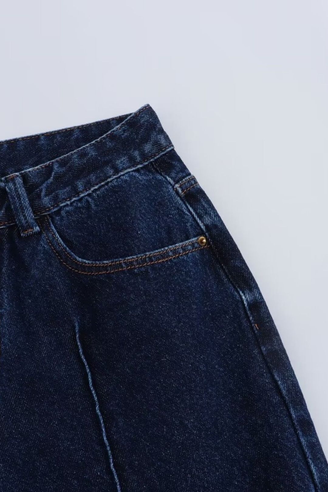 High Waist Ankle Length Wide Leg Casual Denim Pants